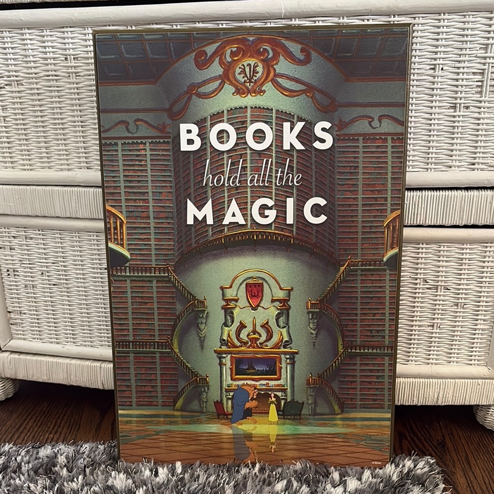 Disney Beauty and The Beast Books Hold All the Magic Wood Wall Art - 13x19in